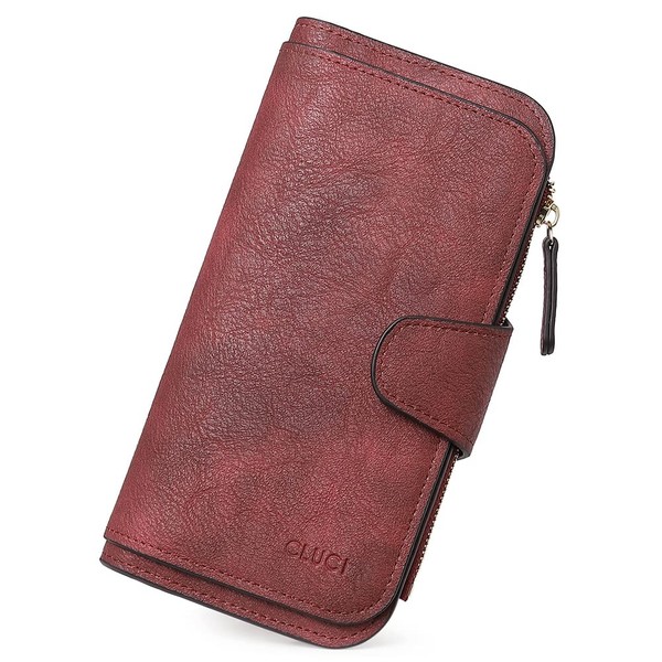 CLUCI Women Wallet Leather RFID Blocking Designer Trifold Card Holder