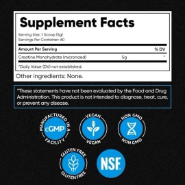 Venture Pal Micronized Creatine Monohydrate Powder 5000mg 60 Servings Unflavored