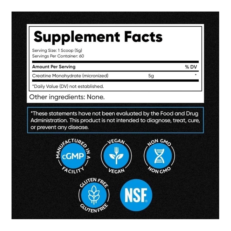 Venture Pal Micronized Creatine Monohydrate Powder 5000mg 60 Servings Unflavored