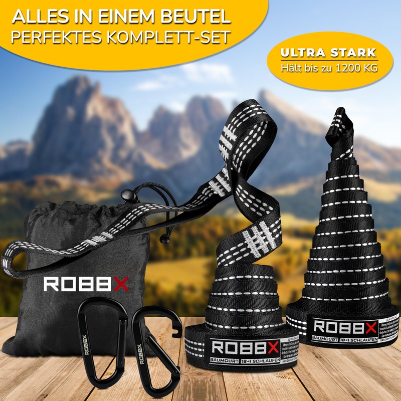 ROBBX® Hammock Mounting Set 300 x 2.5 cm Including Heavy
