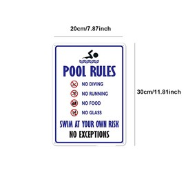 Aluminum Plate Wall Sign Pool Rules Wall Decoration Outdoor Swimming Pool Rules Safety Fence House Rules No Running