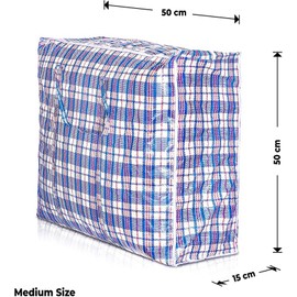 Pack of 5 Re-usable Foldable Laundry Bags Medium size 50 x 50 x 15 CM Perfect For Laundry Storage Cloths, Shopping, Moving and For Multi purpose use - Bags With Handles and Zip.