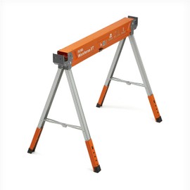 BORA Workhorse XT Adjustable Height Sawhorse - Single Piece Stand with 30-34 inch Adjustable Legs, Metal Top for 2x4, Heavy Duty Pro Saw Horse for Woodworking, Carpenters, Contractors, PM-3360, Orange