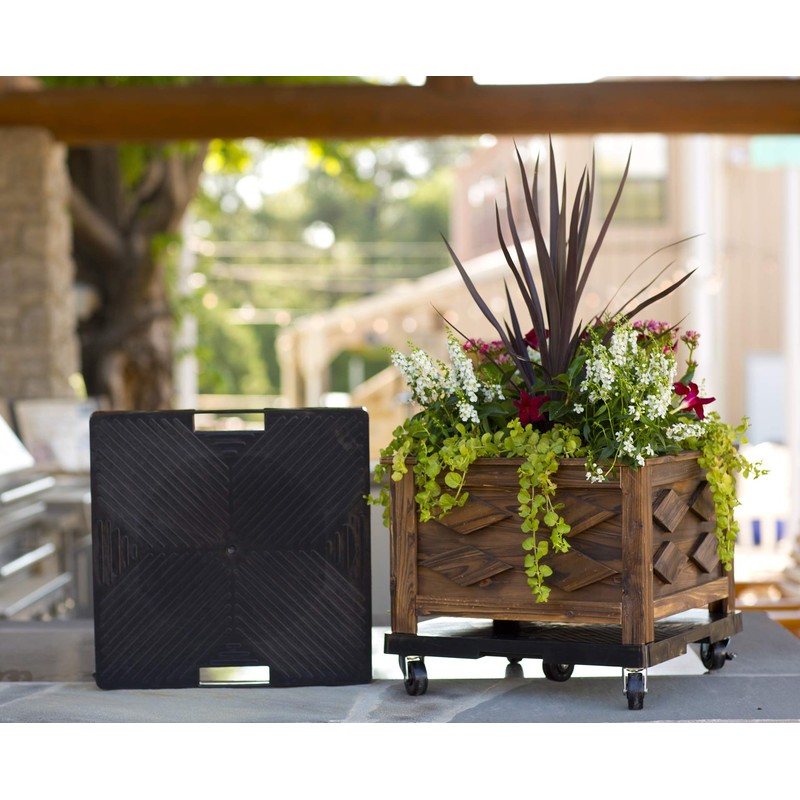 DeVaultEnterprises DEVSQH16BL Black 16" Square Plant Dolly with Handle