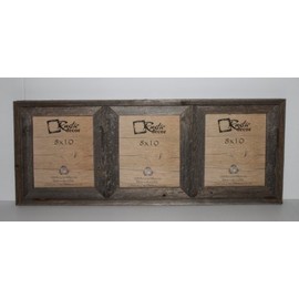 8x10-2.5" Wide Reclaimed Rustic Barnwood Collage Photo Frame - Holds 3 Photos