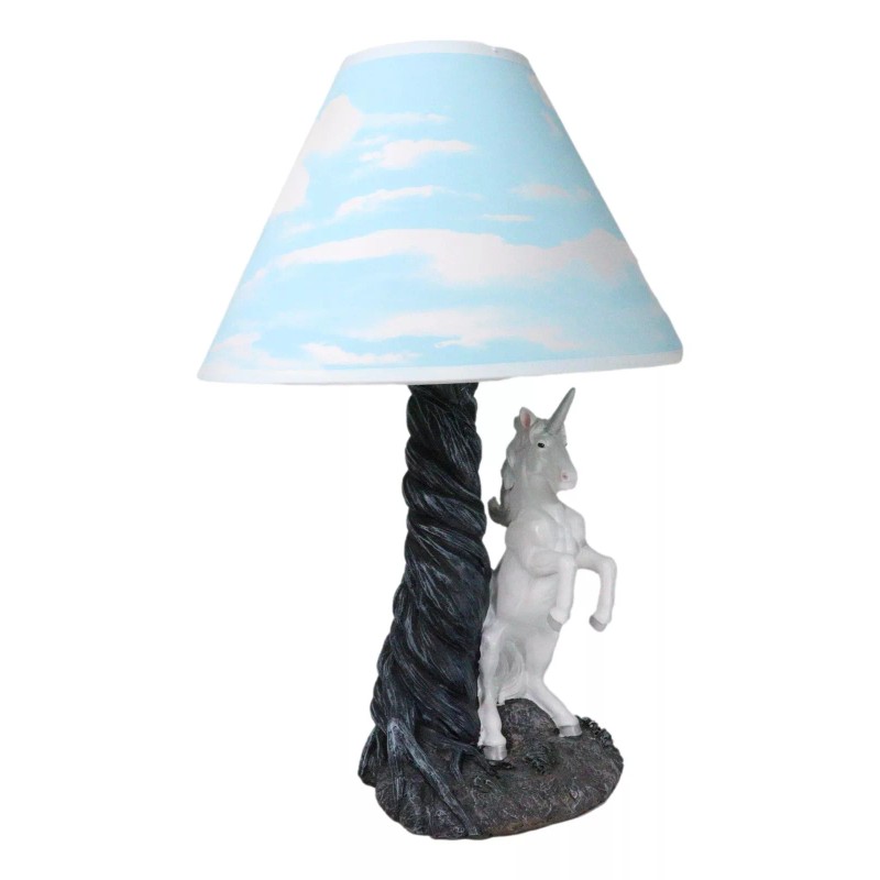 Ebros Enchanted Lights White Unicorn Sculptural Desktop Table Lamp With
