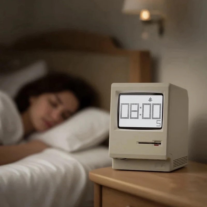 Bellatte Maclock Retro Pixel Alarm Clock, 1984 Computer Style Desk