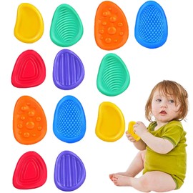 12 Pcs Sensory Stone Textured Worry Stone for Kids Stress Calming Toys for Kids Fidget Stress Sensory Toys for Students Anxiety Relief Sensory Stones Worry Stones for Kids
