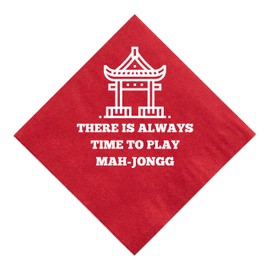 Mah Jongg Mahjong Servilletas para bebidas de cóctel, tamaño 20 unidades, papel, rojo, blanco, desechables, reciclables