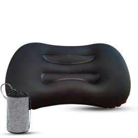 Inflatable Camping Pillow - Compact, Comfortable & Portable Travel Pillow forBackpacking, Hiking, and Qutdoor Adventures (Black)