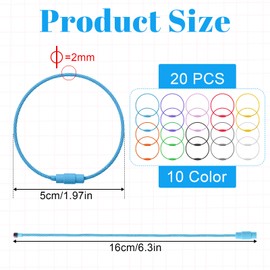 20 Pcs Metal Wire Keychains, 6 inch Stainless Steel Loops 2mm Wire Key Rings Kit Colored Coated Keychain Cable Connecter for Luggage Tags, Key Tags, Keyrings, Kitchen Utensils
