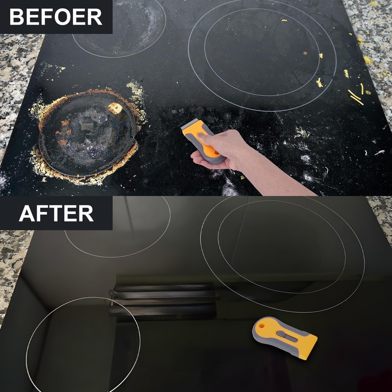 Razor Blade Scraper Tool with 15pcs Extra Blades, Multi-Surface Glass