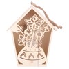 2Pcs Bird House with Warm Light Hollow Flowers Patterns Bird