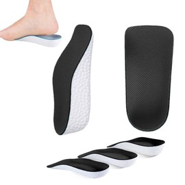 Ankeny Secret Insole Height Increasing 0.6 / 0.8 / 1.2 inches (1.5 / 2 / 3 cm), Heel U-Shaped Heel Height Increasing, Insole Shock Absorption, Standing Work, Anti-Slip, Unisex, Ultra Lightweight, Height (Black, 0.6 inches (1.5 cm)