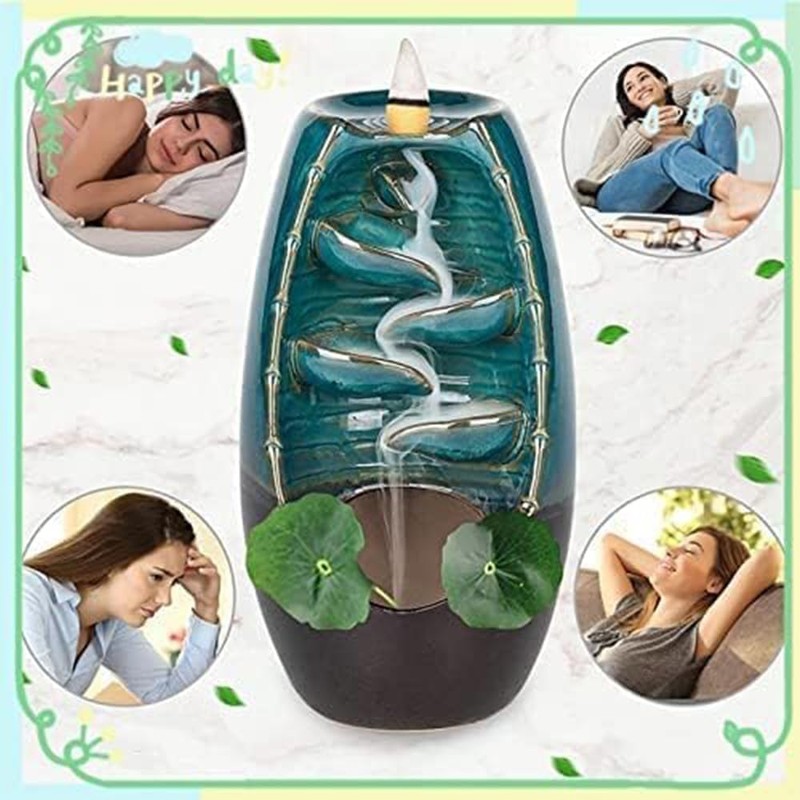 Ceramic Waterfall Backflow Waterfall Smoke Backflow Incense Burner Home Decor,Bedroom