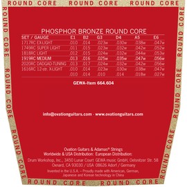 Adamas Historic Reissue Acoustic Guitar Strings Phosphor Bronze Round Core Set Medium .013-.056 - 1919RC