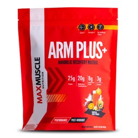 Max Muscle Arm Plus+ Anabolic Recovery Matrix | 25g Protein, 8g Bcaas, 3g Creatine Monohydrate | Whey Protein, Amino Acids, Antioxidants, Glutamine, Electrolytes (Tropical Punch, 2.54 lb)