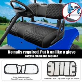Roykaw Golf Cart Seat Covers Kit Fit for EZGO RXV OEM Ordinary Seat Cushion, Marine Grade Vinyl Material/More Sturdy and Comfortable, Breathable & Easy to Clean, Well Made Quality