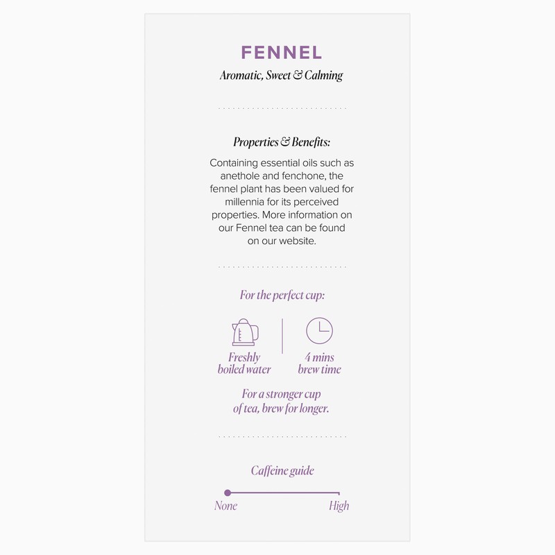 96° Fennel Tea - 20 Pyramid Tea Bags, Individually Wrapped,