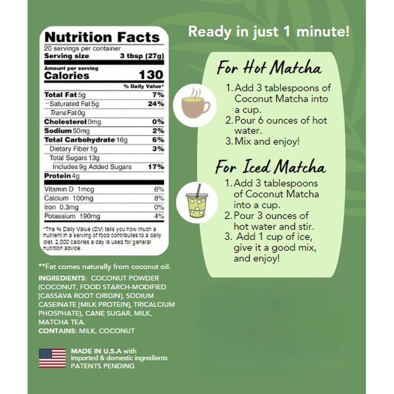 CACafe Coconut Matcha - Creamy & Sweet Japanese Health Drink