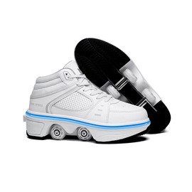 TAILORIA Double Row Roller Skate Roller Shoes Unisex Kick Roller Shoes Four Wheel Skateboard Shoes Children's Skates Detachable 2 in 1 Roller Skates