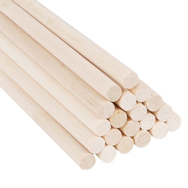 KOSHIFU Pack of 20 Wooden Sticks Craft Sticks Round Wood Bamboo Sticks for Crafts Long Wooden Dowels Natural Sticks 8 mm x 30 cm Round Sticks for DIY Arts Craft Decoration