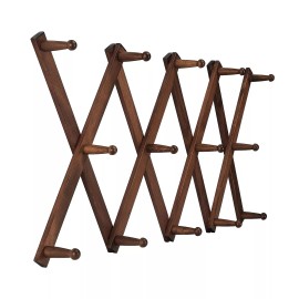 FixtureDisplays Accordion Wallmount Hat Hanger, Expandable Purse Coat Backpack Rack with 14 Pegs