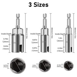 3Pcs Power Wing Nut Driver Set, SUNJOYCO 1/4" Hex Shank Slot Wing Nuts Bolt Driver Hook Drill Bit Socket Wrenches Tools Set for Panel Nuts Screws Eye C Hook Bolt & Q-Hanger (10mm, 12mm, 16mm)