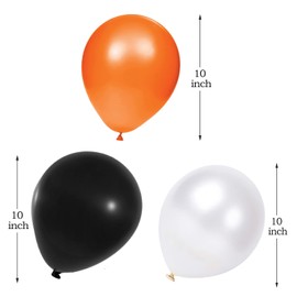 10" Latex Vibrant White, Black, Orange Colour Combination Plain Balloons For Party Decorations Valentines Day Pack of 30