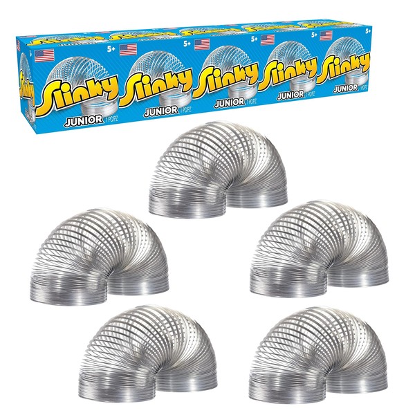 Slinky Jr. the Original Walking Spring Toy, 5-pack Small Metal