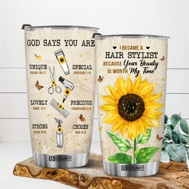 BECHUSKY God Says You Are Tumbler Christian Tumbler Bible Cosmetology Hairstylist Tumbler Bible Saying Gift For Salon Owner Flower Girl Present Hairdresser Hairdressing On Christmas, Easter Day