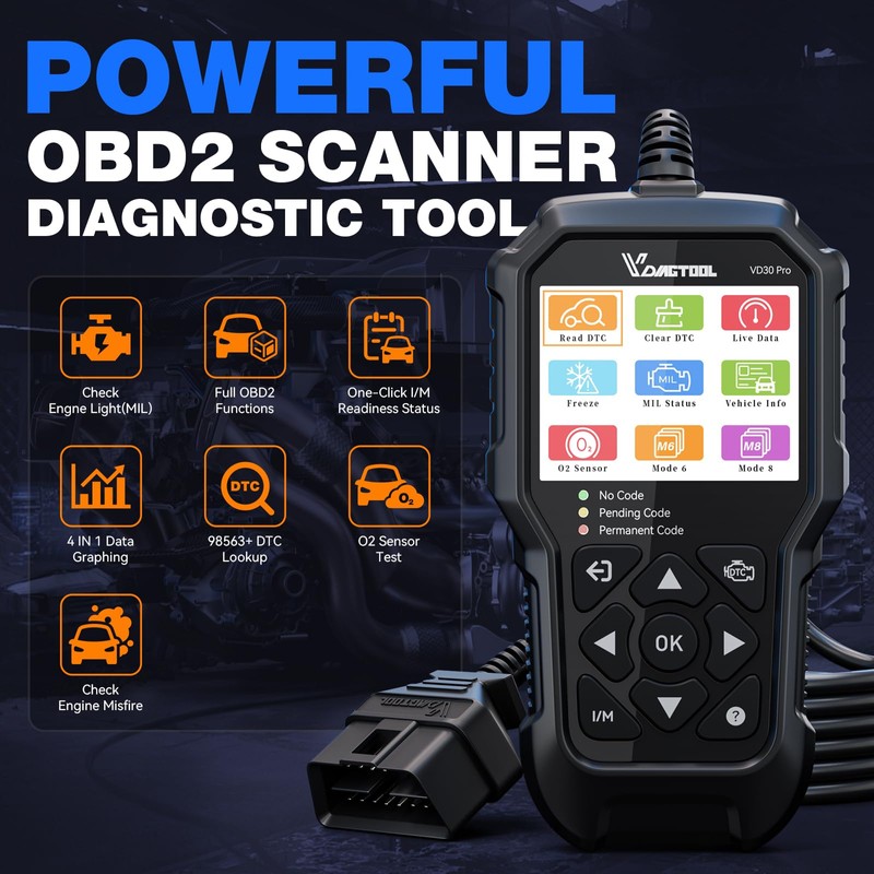 VDIAGTOOL VDIAGTOOL VD30 Pro Car Code Reader, OBD2 Scanner Diagnostic
