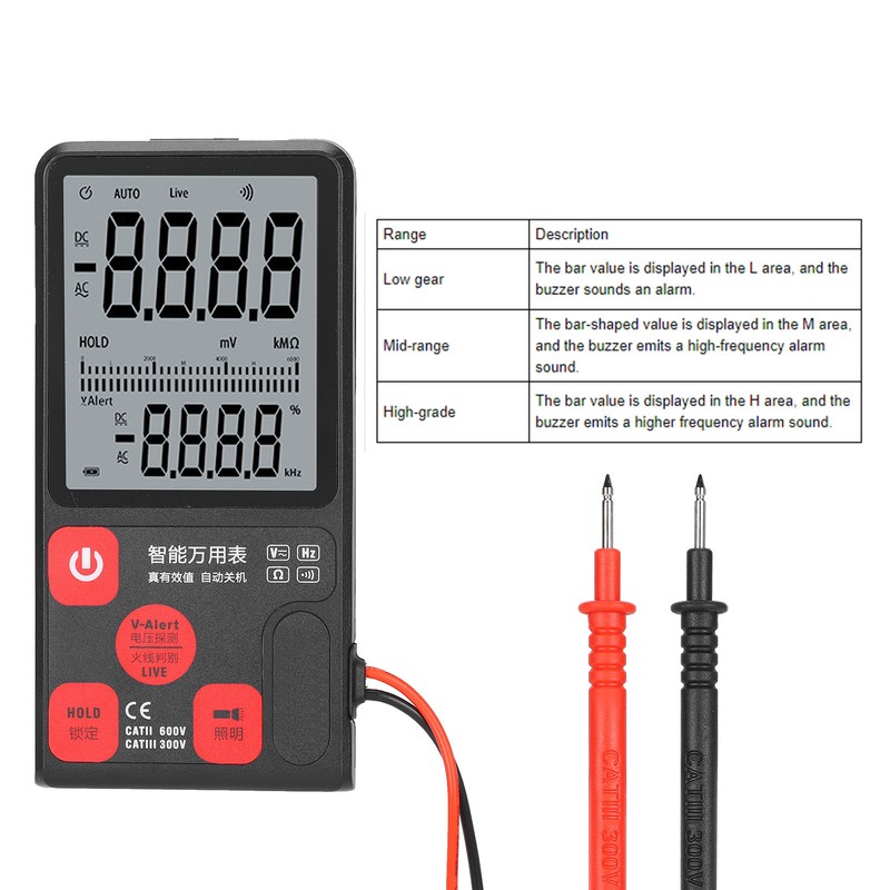 Measuring Voltage Tester Digital Multimeter AC/DC Equipment 3‑Line Display Voltmeter