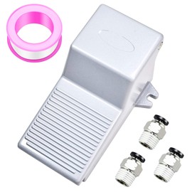 Tailonz Pneumatic 1/4”NPT Pneumatic Foot Pedal Valve Kit 5 Way 2 Position Threaded Rubber Nonslip Pressure Control 4F210-08 with 6mm Pneumatic Fittings