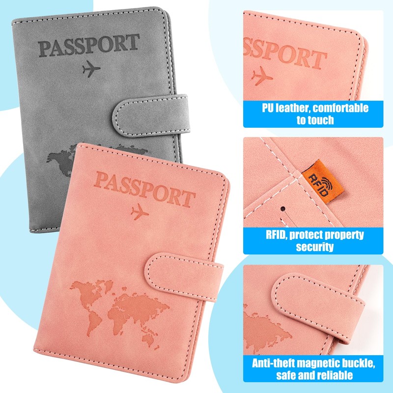 Lytonix 2 Stück Reisepasshülle, Reisepasshülle aus PU-Leder, RFID-Blockierend Reisepasshüllen, Reisebrieftasche