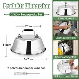 Homikit Stainless Steel Burger Bell Set (2, 18 cm)