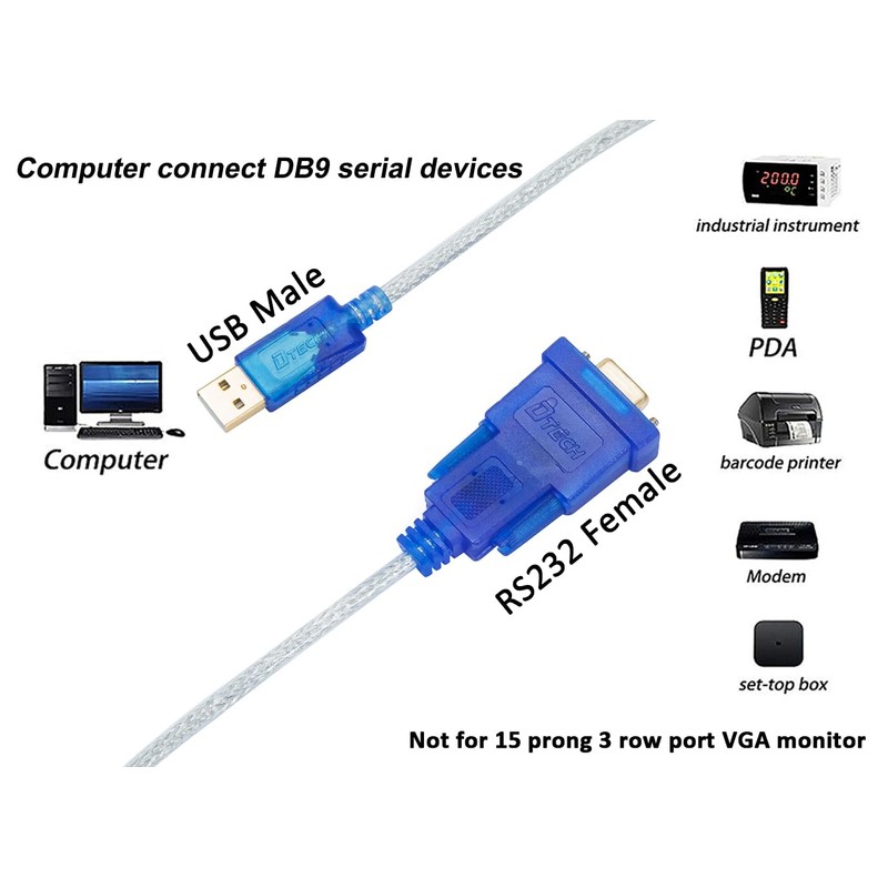 DTech 6 Feet USB to RS232 DB9 Female Serial Adapter