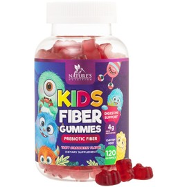 Nature's Nutrition Gomitas de fibra para niños, suplemento diario de 4 g de fibra en gomitas, apoyo prebiótico para la salud digestiva - Fibra soluble vegetal natural, favorece la regularidad intesti