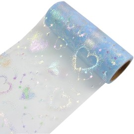 Yuanchuan Rollos de tul coloridos con purpurina de amor de 6 pulgadas x 10 yardas (30 pies) rollos de tul de carrete de tela tutú para faldas de bricolaje, envoltura de regalo de boda, costura, manualidades, lazo, decoración de novia, fiesta de cumpleaño