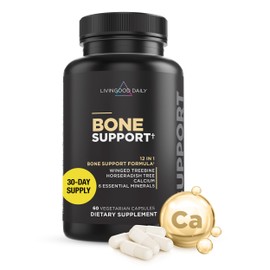 Livingood Daily Calcium Supplement for Women and Men, Bone Support with Vitamin C, Vitamin D3 K2, Magnesium, Zinc, Calcium, Vegetarian Capsules, Non GMO, Gluten Free, 60 Count