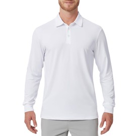 NAVISKIN Men's Long Sleeve Polo Shirts Golf Shirts Quick Dry UPF 50 Moisture Wicking Polo Shirts White Size M