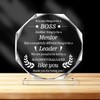 Leadership Crystal Keepsake Plaque for Boss - Office Farewell, Retirement,