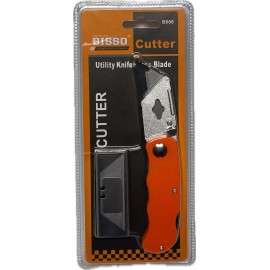 BISSO Folding Utility Knife W/ 5 Blades  Heavy Duty Box Cutter with Quick Blade Change