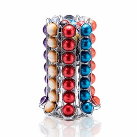ZCDCP Nespresso Pod Holder, Vertuo Pod Holder Carousel Stand Storage with 360 Degree, Chrome Coffee Pod Holder Organizer for Nespresso Vertuo, 80 Pods