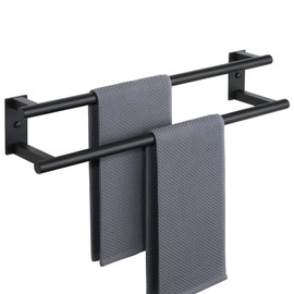 Alise Bathroom Double Towel Bar, 24 Inch Wall Mount Towel Holder, Towel Racks for Bathroom, SUS304 Stainless Steel Towel Hanger, Thickened Pipe with Strong Load-Bearing Capacity, Matte Black