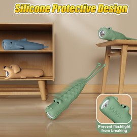 Tepreswes Crocodile Kids Flashlight Rechargeable, LED Flashlight for Boys & Girls, Fun Lightweight Flashlights for School Kid for Camping & Outdoor Adventures, Birthday Gift,1 Pack-Crocodile