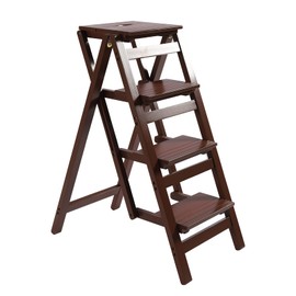 Foldable Step Stools Wooden Ladder Stool Portable 4 Step Ladder for Household,Shop,Garage,220lbs Load
