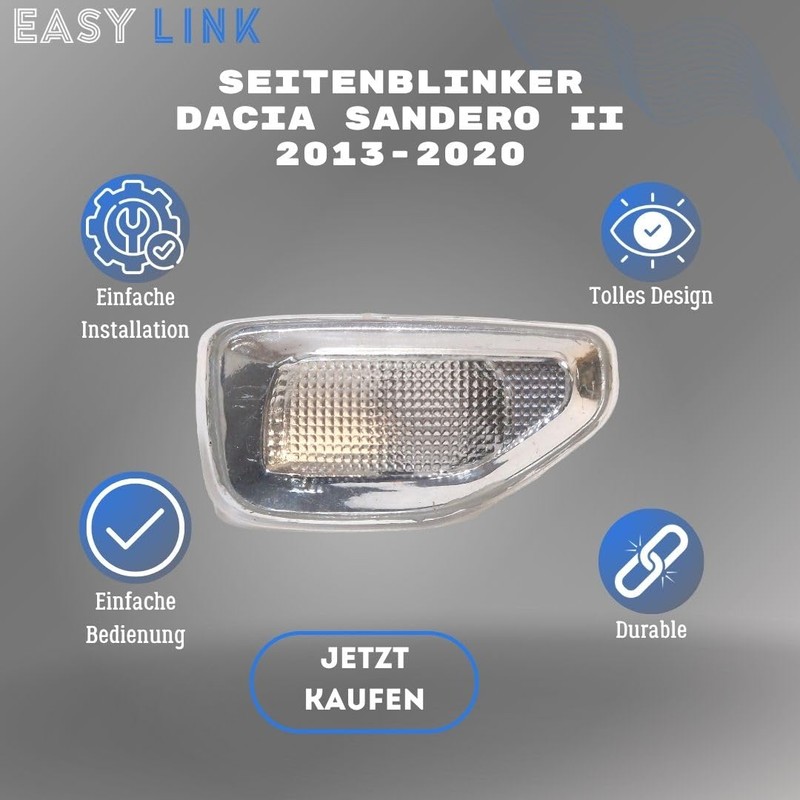 Easy Link Seitenblinker Rechts Blinker Blinkleuchte Kompatibel mit Dacia Sandero