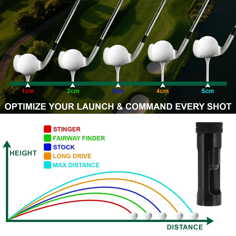 Beauyist HeightRight Adjustable Golf Tee Height Tool, Aluminum Golf Tee