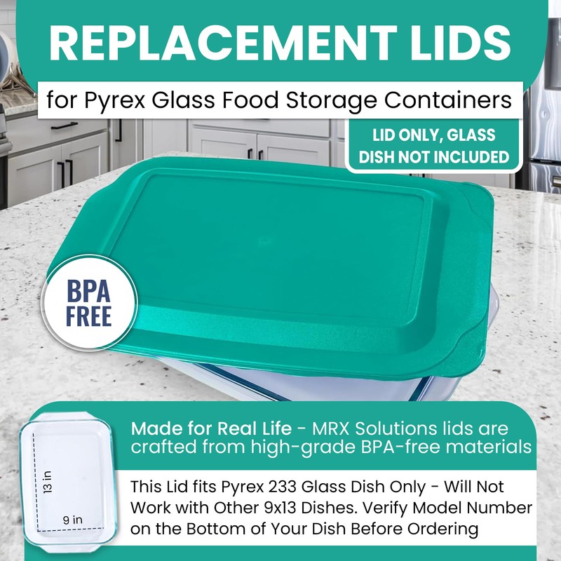 Replacement Lids fits Pyrex 9x13 233 Glass Casserole Baking Dish